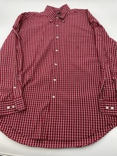 Nautica Shirt Men XL 80s Two-Ply Cotton Red White Plaid Button Down Long Sleeve