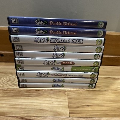 EA The Sims PC/Mac DVD-ROM Game Lot: Sims 2 Double Deluxe, Sims 3, Sims 4