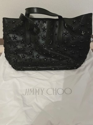 JIMMY CHOO SOFIA S Star Studs Leather Hand Bag Women Black Genuine