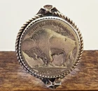 Vintage MENS Sterling Silver NAVAJO Handmade "JB" BUFFALO NICKEL Ring Size 10