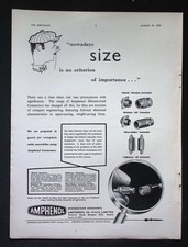 Original 1958 Advert Amphenol Miniaturised Electrical Connectors
