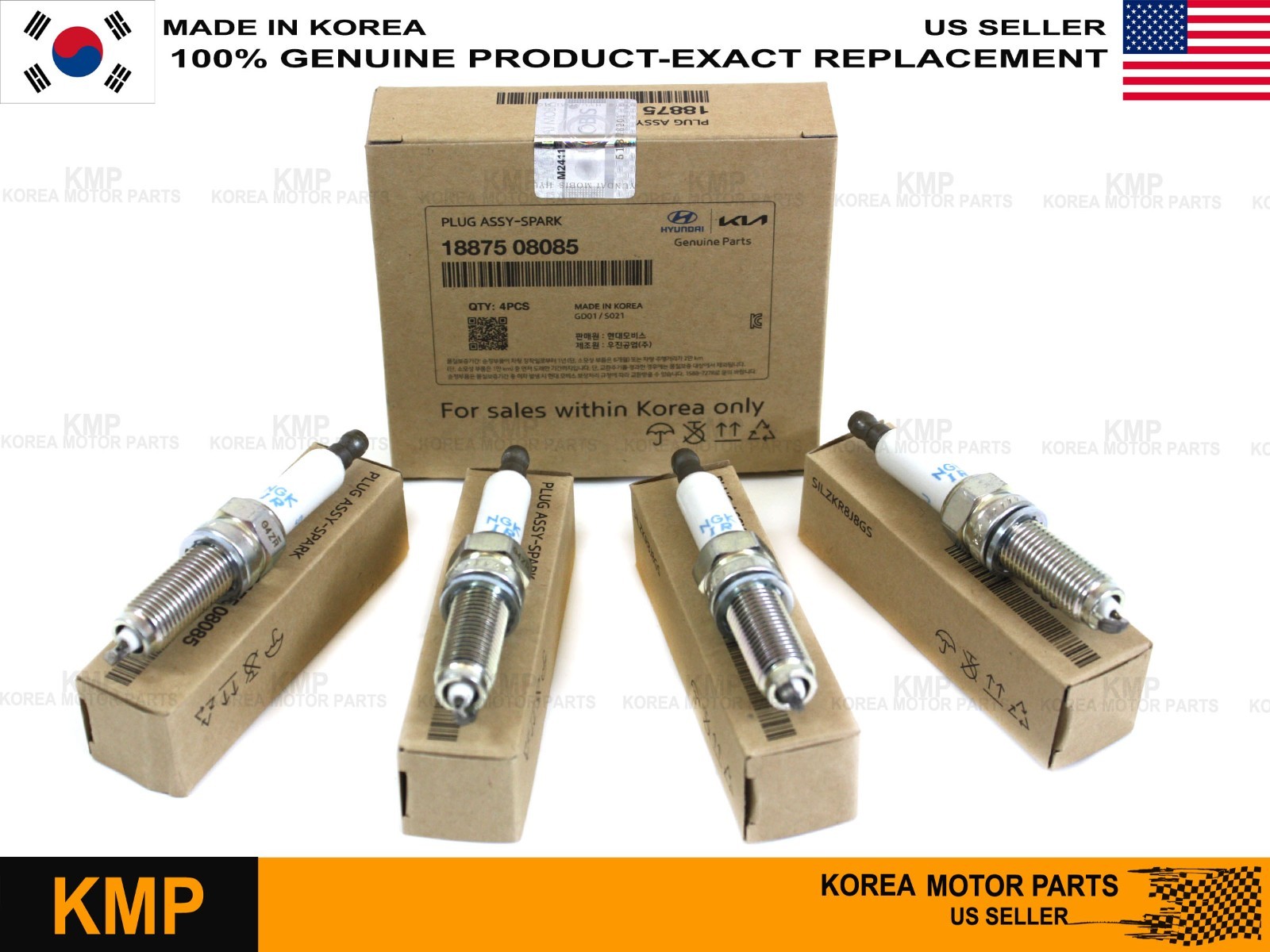 GenuineSpark Plugs 4PCS for 2020-2025 Hyundai Kia 1.6L Models 18875-08085