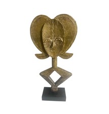 #1195 Escultura de colección Bakota de latón y madera con soporte 22" H Gabón
