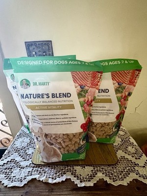 3 Bags Dr. Marty Nature's Blend Active Vitality Freeze-Dried Raw Dog Food Age 7+