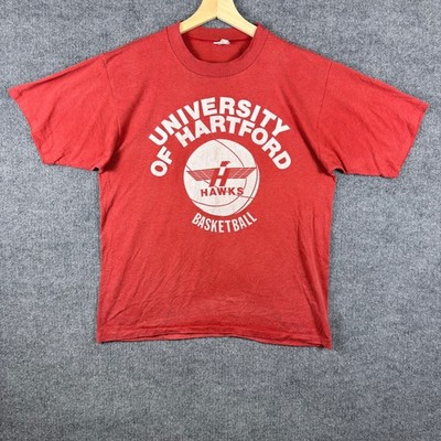 Vintage University of Hartford Puma T Shirt Mens L Red Hawks Single Stitch USA