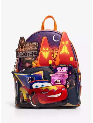 LOUNGEFLY DISNEY PIXAR CARS HALLOWEEN COSTUMES GLOW-IN-THE-DARK MINI BACKPACK 