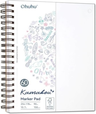 Ohuhu Double-Sided Marker Pad Art Sketchbook Bleedproof - 7x10, Cool White 
