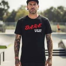DARE To Keep Cops off Donuts T-Shirt - Retro Funny D.A.R.E. Parody Tee S-2XL