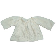 Handmade 12  18M Vintage Baby Cardigan Sweater Cream Open Knit Lightweight