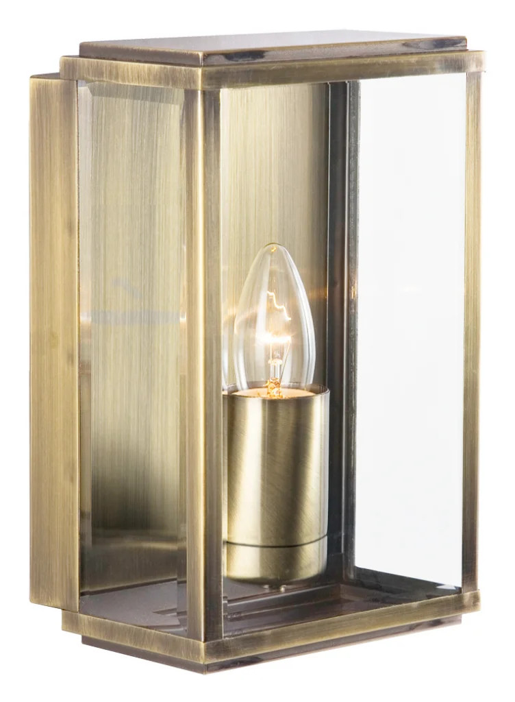 Outdoor Light Brass Box Wall IP44 Antique Searchlight 8204AB