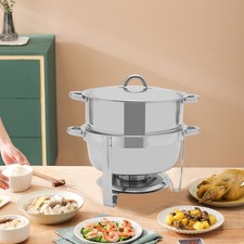14.2 Qt. Round Food Chafer Catering Chafing Dish Stainless Steel Deep Soup Pot