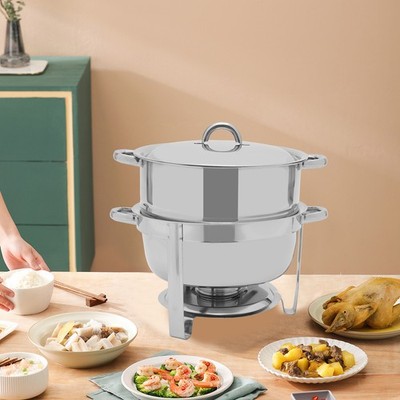 14.2 Qt. Round Food Chafer Catering Chafing Dish Stainless Steel Deep Soup Pot