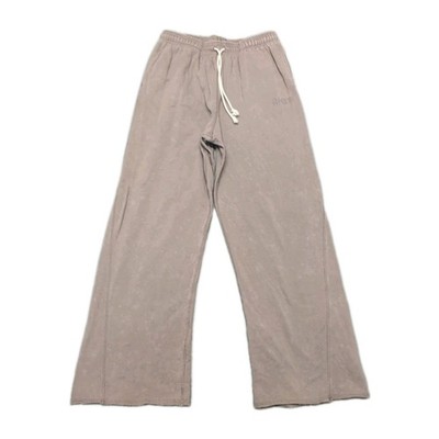 Oner Raw Cut Wide Leg Sweatpants Women Size Medium Taupe Pull On Athleisure