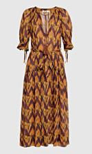 Ulla Johnson Selena Puff Sleeve Ikat Print Dress Medium