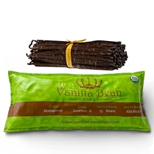 Organic Madagascar Vanilla Pods - 25 Whole Grade A for Extract  Baking