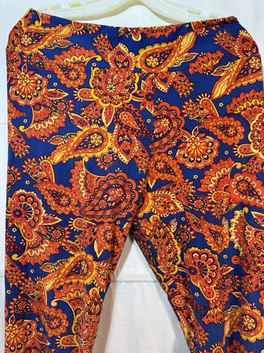 Leggings Lula Roe Taglia Unica Paisley Arancione Flora Autunno Donna Pantaloni Yoga Elasticizzati - Foto 2 di 6