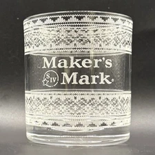 Maker's Mark Etched Holiday Limited Edition Sweater Bourbon Whiskey Bar Glass