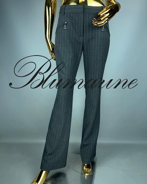 Women Blumarine Trousers Grey Wool 38 / M / 46