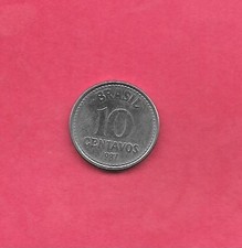 BRAZIL KM602 1987 UNCIRCULATED-UNC MINT-BU OLD VINTAGE 10 CENTAVOS COIN