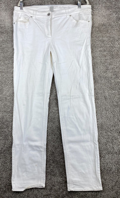 Gerry Weber Ivy Perfect Fit Straight White Denim Jeans Women's 14 Mid Rise