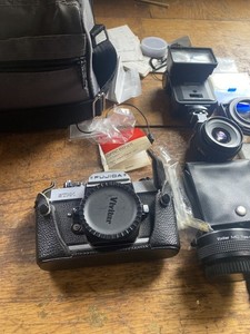 Fujica STX-1 35mm SLR Camera Flash Lenses Case etc