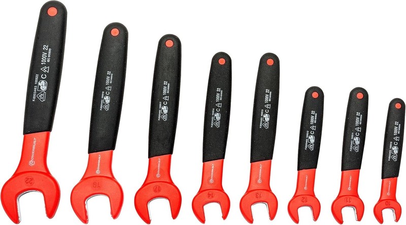 Powerbuilt 8-Piece Open End Insulated VDE Wrench Set, Rated for 1000V, 