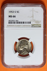 1953-S NGC MS66 Jefferson Nickel 5c #B38891 — photo 1