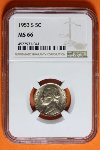 1953-S NGC MS66 Jefferson Nickel 5c #B38891