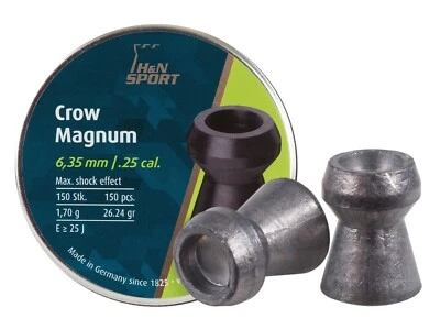 H&N Crow Magnum 150 Count HOLLOW POINT 6.35mm .25 Caliber Pellets GERMANY