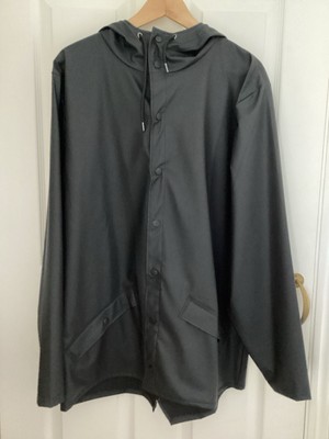 Rains Unisex Black Waterproof Raincoat Jacket Size M/L New 
