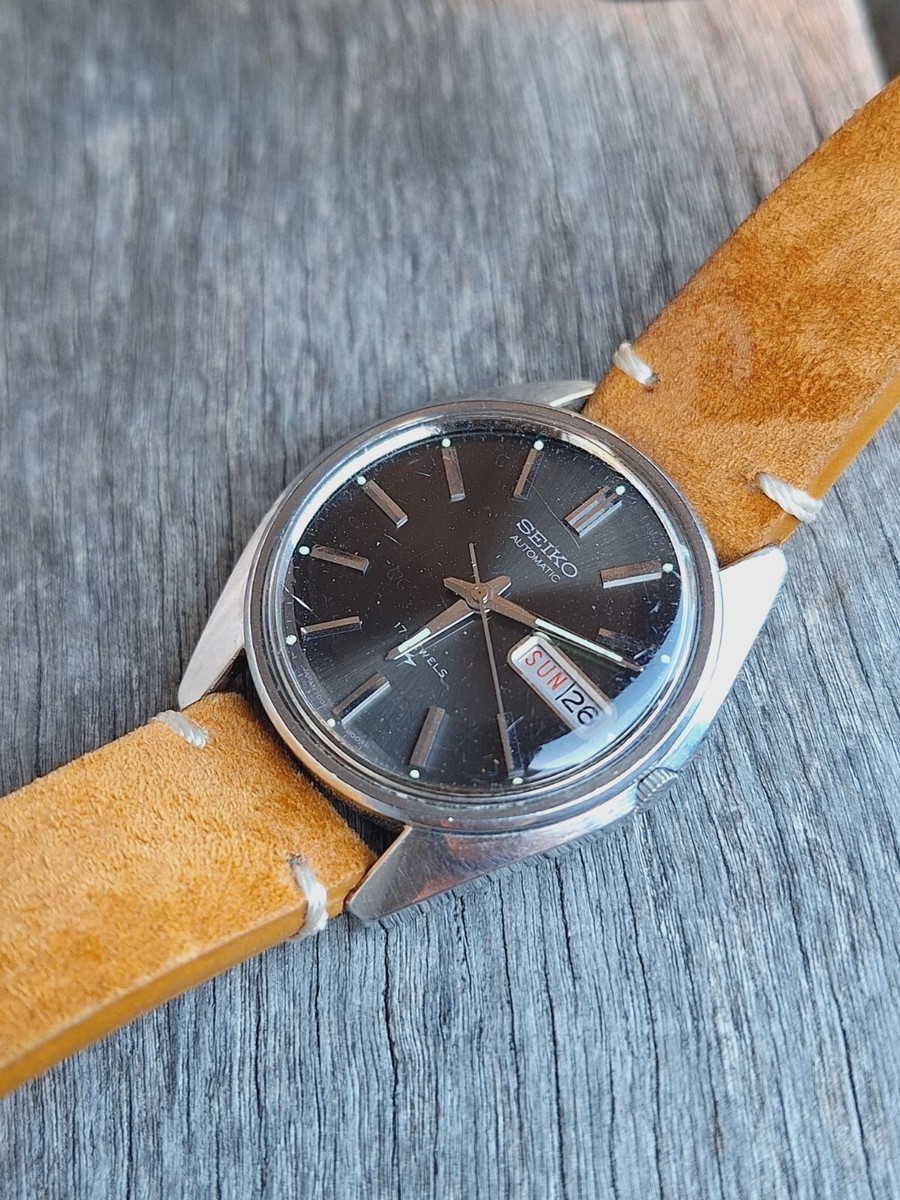 VTG Seiko 7006-8007 Gray Sunburst Dial Watch Day Date Daini KS