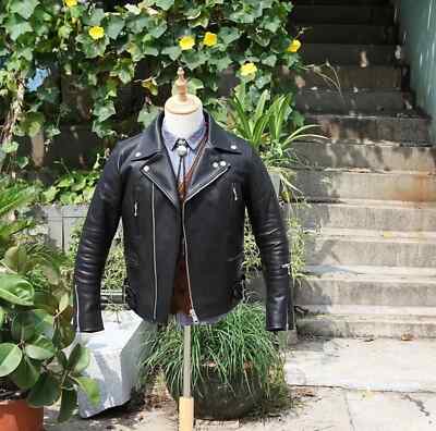 Men Jacket Black Leather Cafe Racer Lambskin Retro BIKER Jacket Slim Fit New