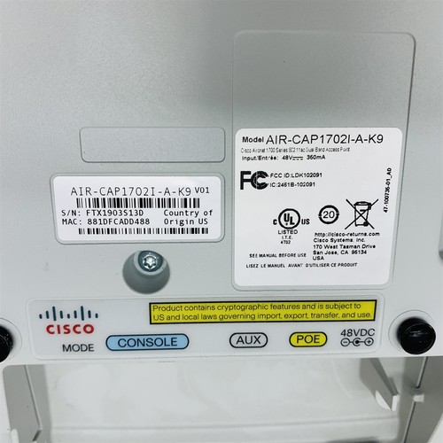Cisco Aironet 1702I Wireless Access Point Dual Band WAP AIR-CAP1702I-A-K9 Lot 11 - Photo 4/5