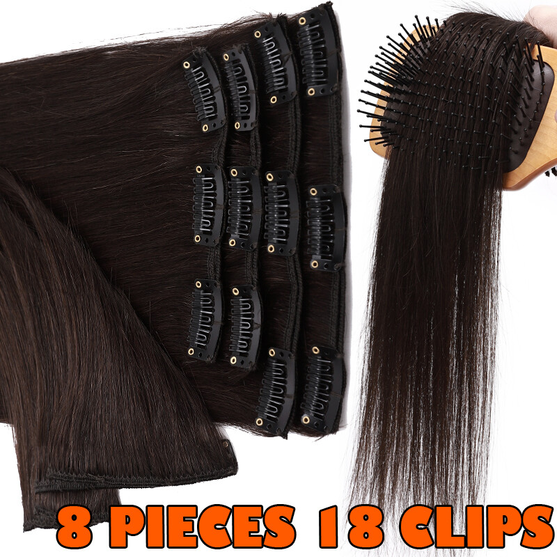 Silky Remy Human Hair Clip-In Extensions, 8 Pieces, 18 Clips, 18 Inches Amazon.com : MY-LADY Clip In Hair Extensions 100% Real Human  main image 2
