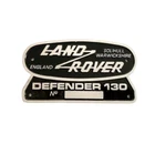 ALUMINIUM SOLID DIE-CAST "LAND ROVER DEFENDER 130 SOLIHULL WARWICKSHIRE" BADGE