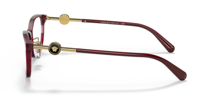 VERSACE スクエアフレムメカネ 0VE3297D 388 Versace 0VE3297D 388 Transparent red Square Eye Women's