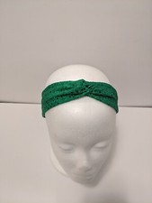 Handmade Green Twisted Knit Headband with a Hint of Sparkle