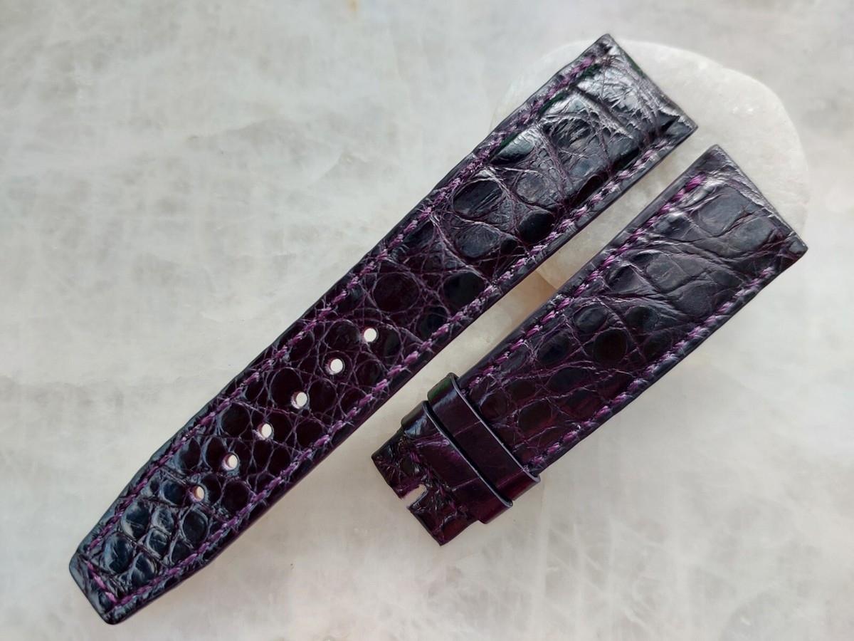 21mm/18mm Dark Purple Alligator Crocodile Print Leather Watch