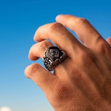 Black Zircon Stone 925 Sterling Silver Exclusive Handmade Men Ring