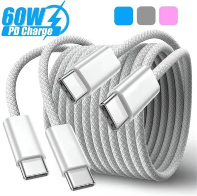 High-End 1M/3FT 60W Typ C auf C Schnellladekabel für Telefon, Tablet, PC, Laptop
