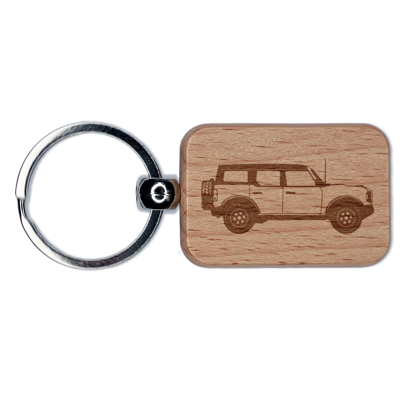 Truck Car SUV Off Road Vehicle Engraved Wood Rectangle Keychain Tag Charm