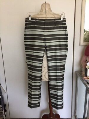 New Banana Republic Women Avery Satin Striped Pants Gray