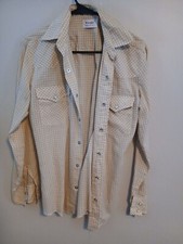 Men's Vintage 60s/70s Wrangler yellow check pearl button down long sleeve shirt