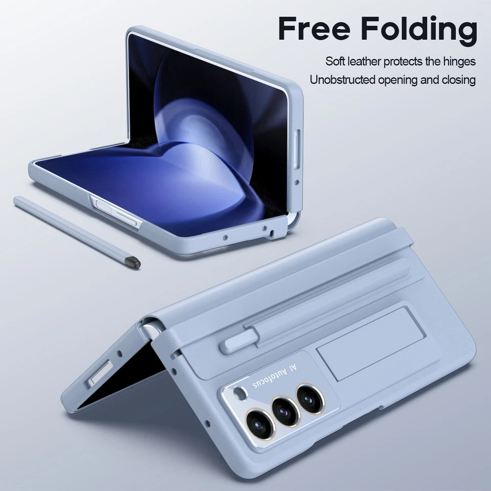 For Samsung Galaxy Z Fold 6 5 4 Hinge Screen Protector Leather Stand Case +S Pen - Image 4 of 4