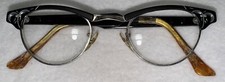 US Vintage Cat Eye 1/10 12K Gold Filled Glasses Black Floral Corner 5 1/4