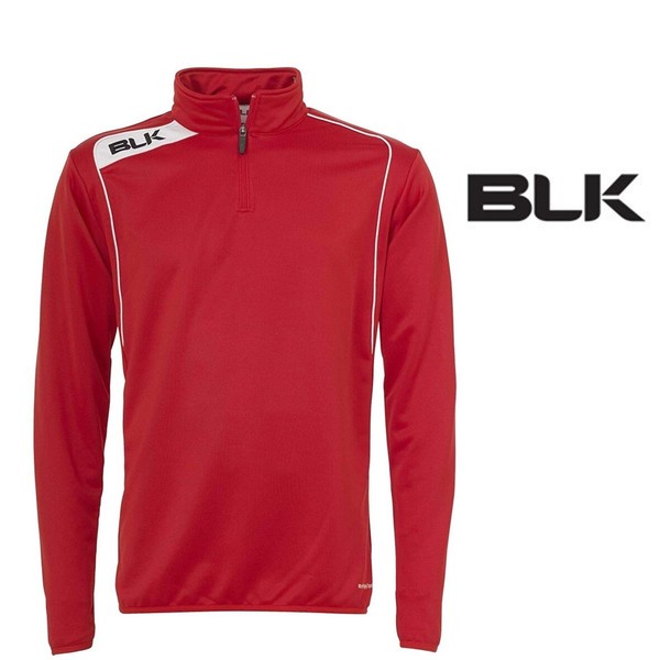 Kinder Blk Rugby Sport Langarmshirt Sweatshirt Blk 1/4 Zip Top Rot-Weiß Gr. 140-image