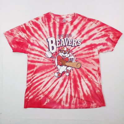 Bucees Shirt Mens Extra Large Red White Tie Dye Beavers Baseball Novelty