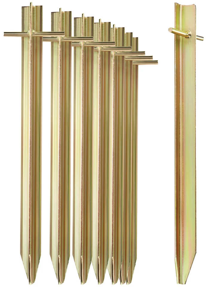 MARKENLOS 8x Zelt-Heringe aus Stahl - lange und robuste Erdnägel mit T-Profil für Camping