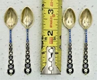 Gorham Set of 4 Silver Enamel Gold-wash Demitasse Spoon Style 70
