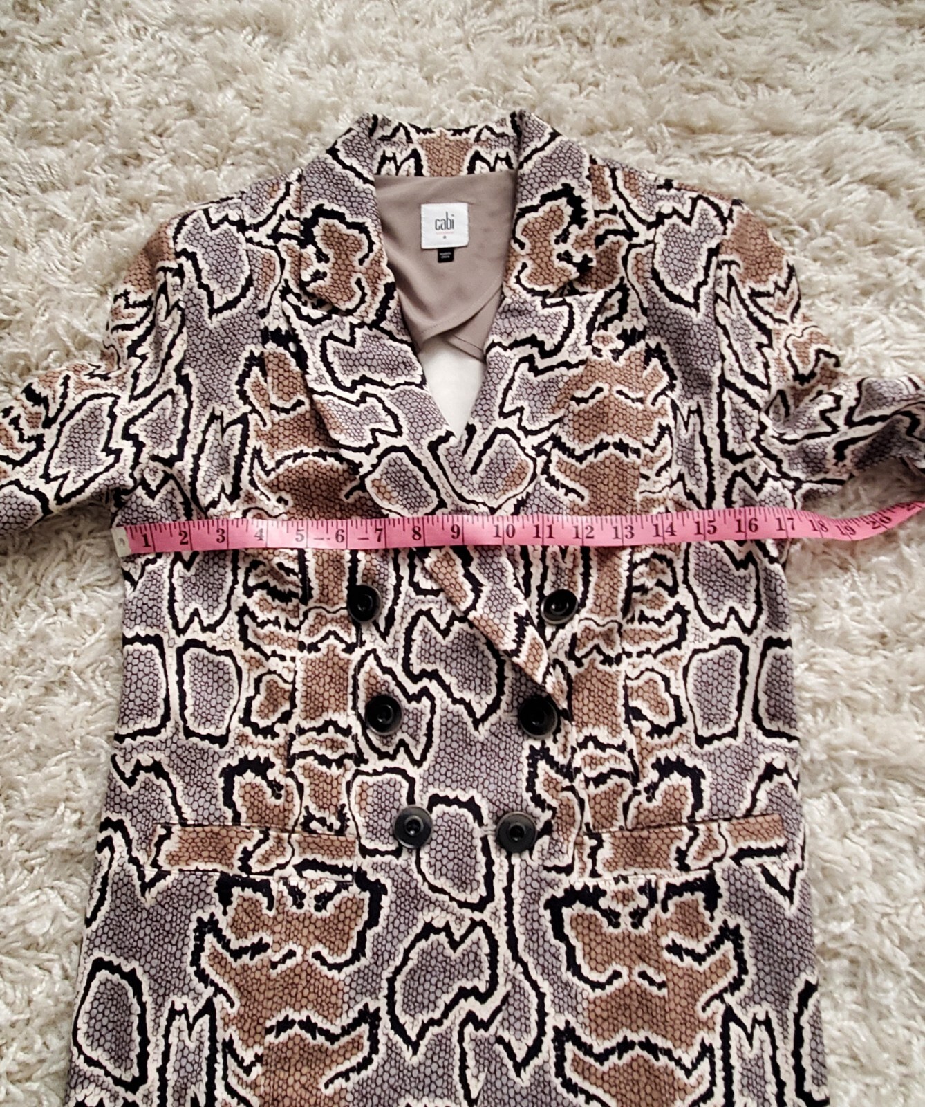 CABI Python Snakeskin Brown Ponte Knit Double Bre… - image 12